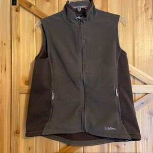 LL Bean Womens Olive Green Full Zip Polartec Fleece Vest Zip Pockets Size XL